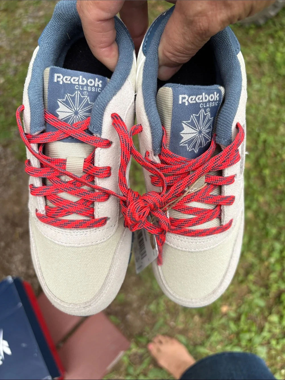 Reebok Kids Classic Sneakers in Cream with Red and Navy Accents